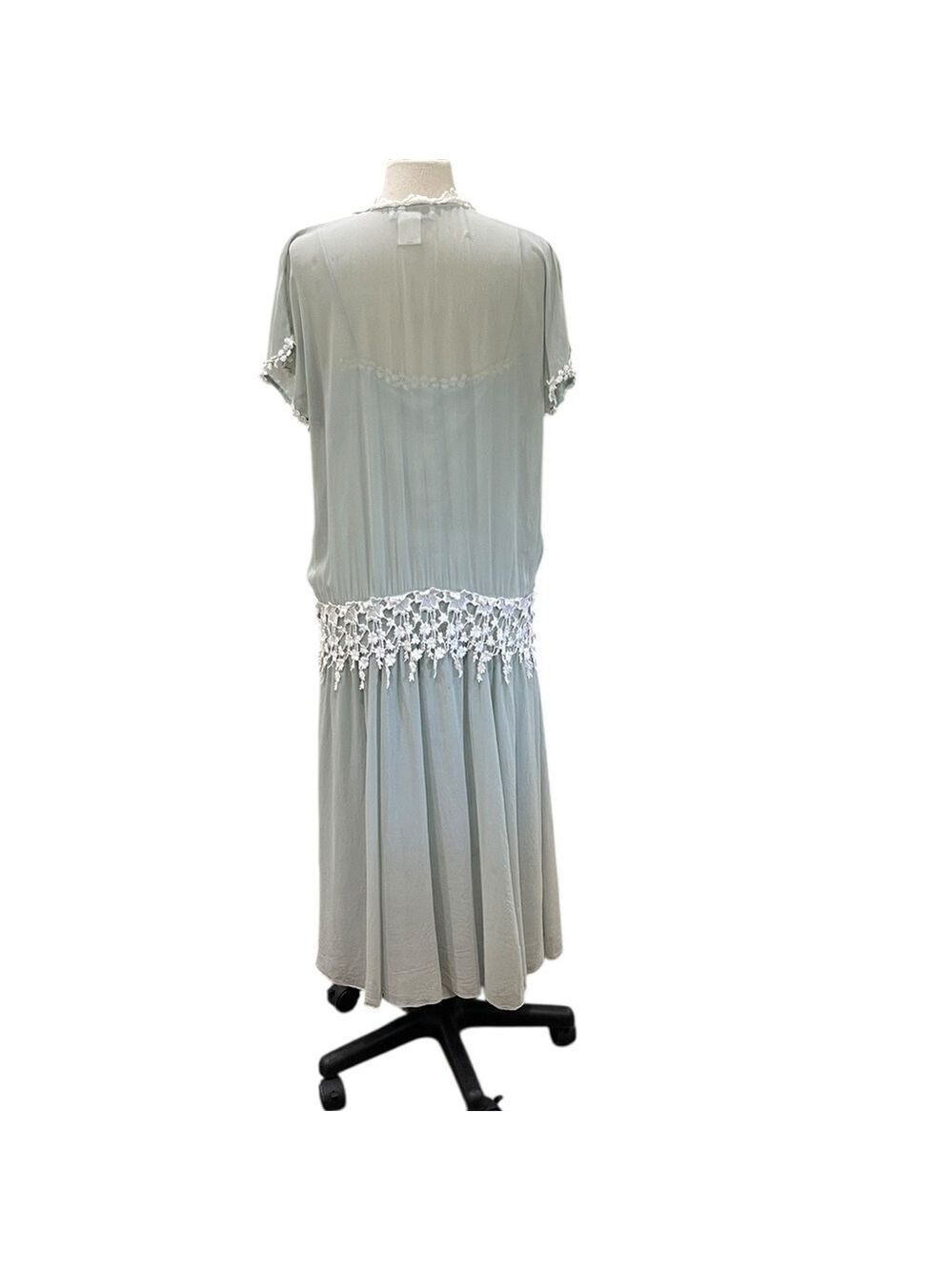 Vintage Jessica McClintock 2 Pc Sheer drop Waist Dress and Slip SZ 12 Light Blue - Picture 3 of 9